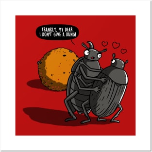 Funny Dung Beetles Vintage Dramatic Romantic Couple Cartoon Posters and Art